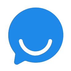 A blue chat bubble with a smiley face on it, designed to attract businesses and convert traffic into leads with the help of Chatbots.