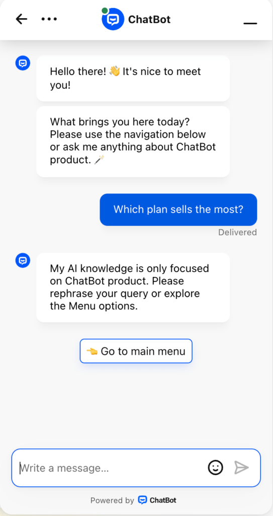 Chatbot has a poor user handling way